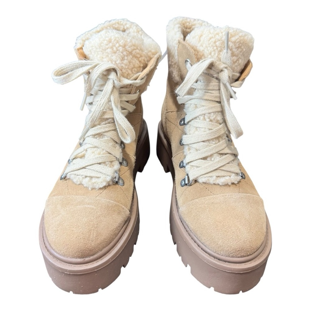 NWT Steve Madden Reyen Suede Sherpa Platform Combat Boots Size:8.5